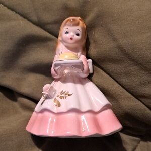 Charming Pink and White Ceramic Figurine